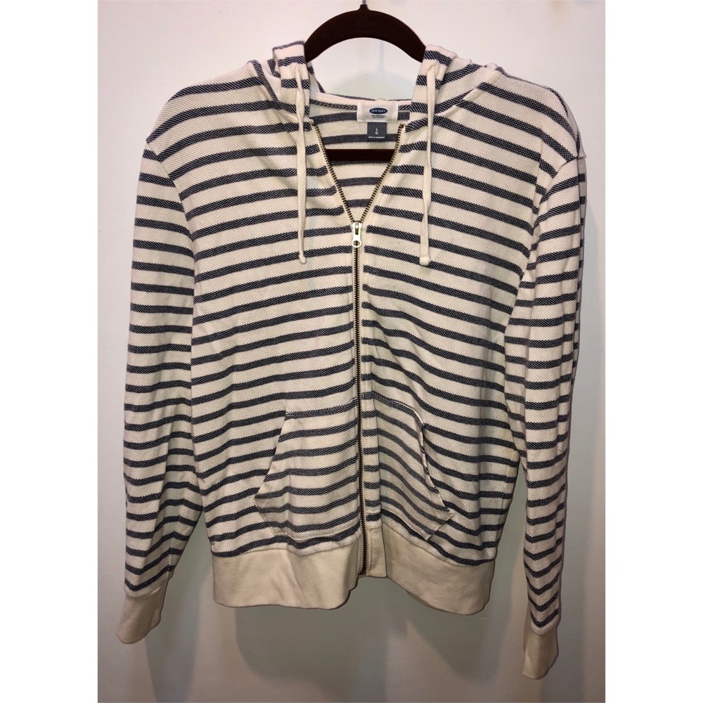 Old Navy Striped Zipper Sweatshirt With Hoodie